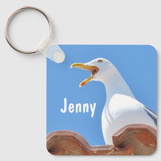 Crying Seagull - Chaveiro de Nome Personalizado (Frente)