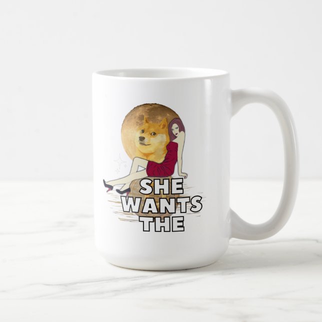 Cryptocurrency Ela Quer A Caneca De Café Dogecoin (Direita)