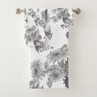 Crysântemos lilac, toalha de banho de aquarela