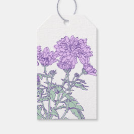 Crysanthemum, etiquetas florais puras de presentes