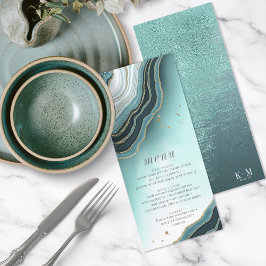 Crystal Agate Wedding Menu V2 Teal ID825