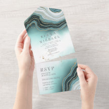 Crystal Agate Wedding Teal ID825