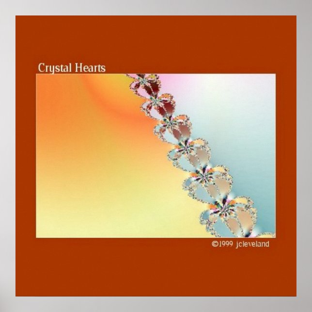 Crystal Heart Fractal Art Wall Poster (Frente)