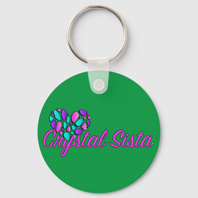 Crystal Sista Round Chaveiro verde (Frente)