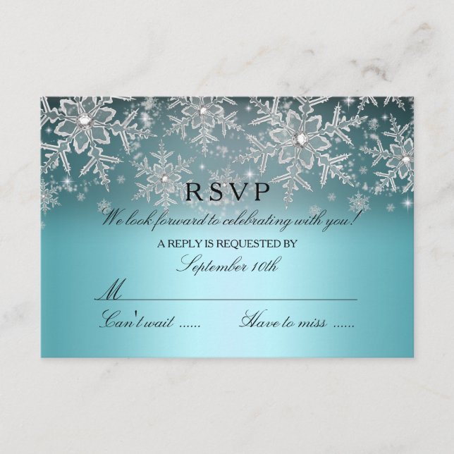 Crystal Snowflake Blue Winter RSVP (Frente)