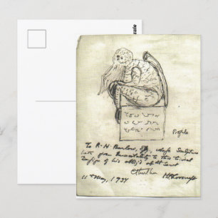 Cthulhu esboço de Lovecraft Cartão postal