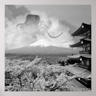 Cthulhu monta Fuji Poster