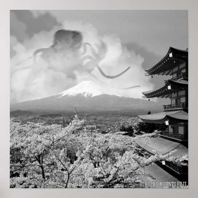 Cthulhu monta Fuji Poster (Frente)