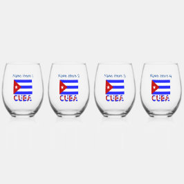 Cuba e Bandeira Cubana - Azul Personalizado