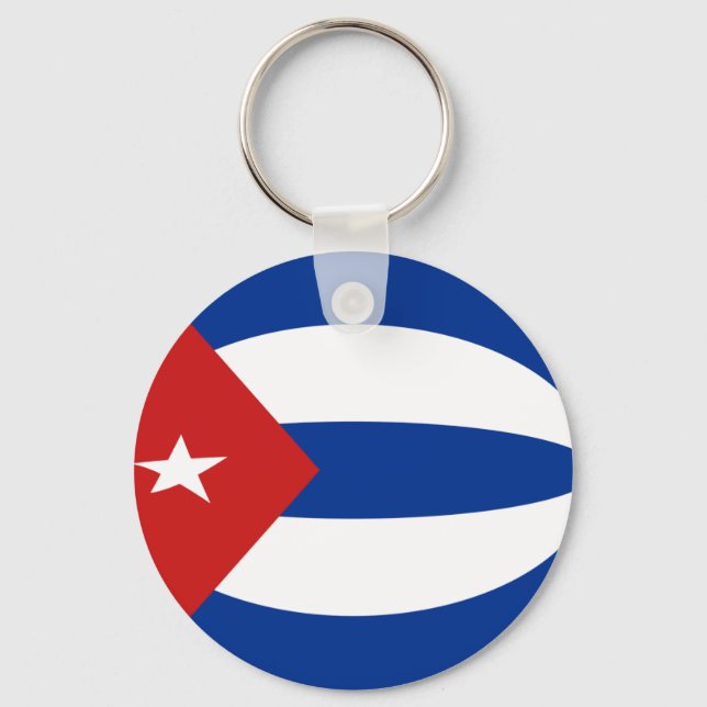 Cuba Fisheye Flag Chaveiro (Frente)