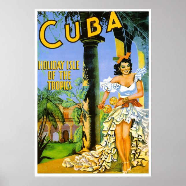 Cuba holiday isle of the tropics travel poster (Frente)