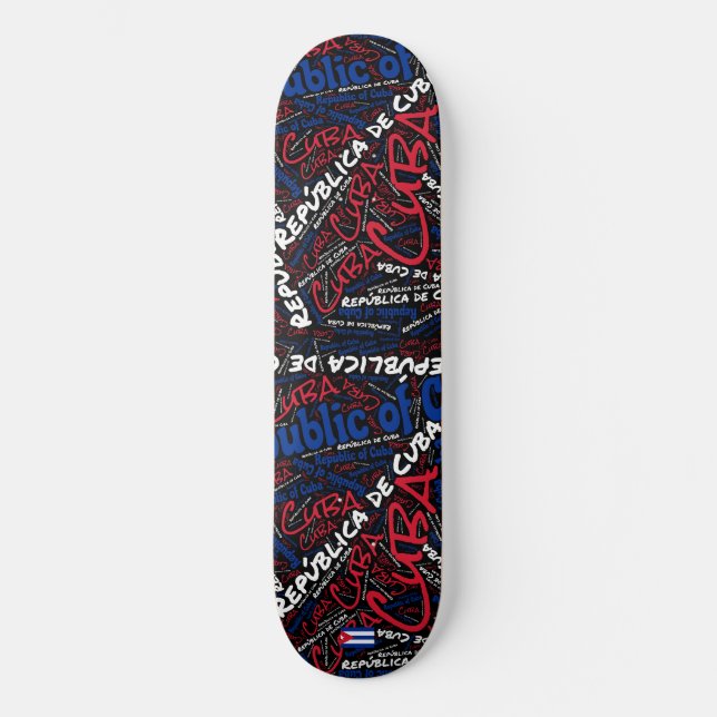 Cuba Orgulho Nacional Wordcloud Skateboard (Frente)