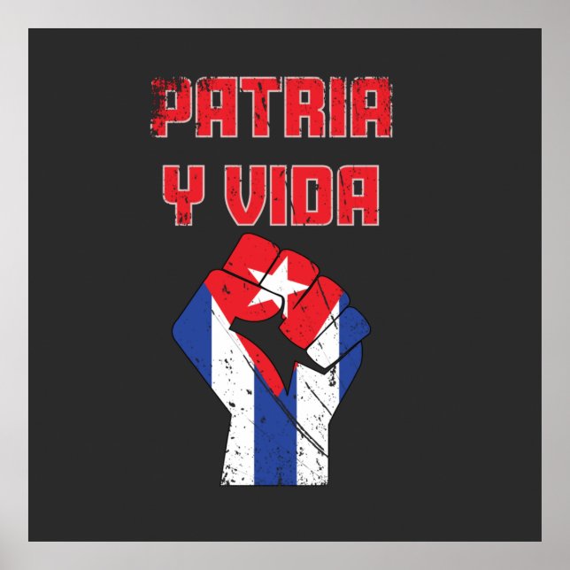 Cuba Patria Y Vida Bandeira Poster Wall Art Cubana (Frente)