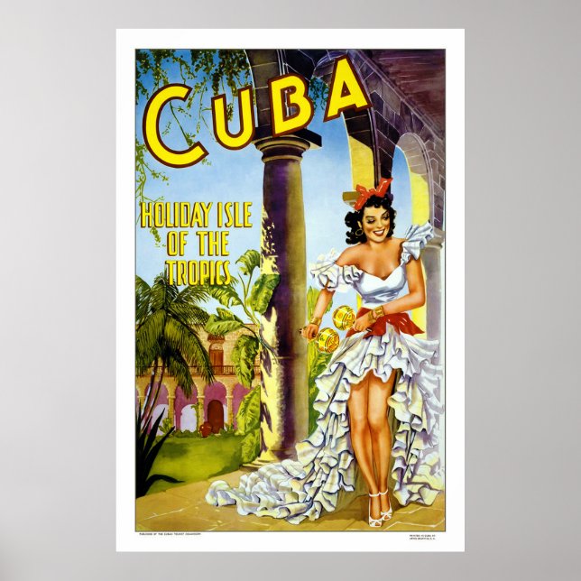 Cuba - Poster de Viagens vintage da Ilha Holiday (Frente)