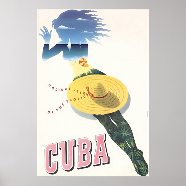 Cuba Print Cuban Art Travel Poster  (Frente)