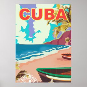 Cuba vintage travel poster
