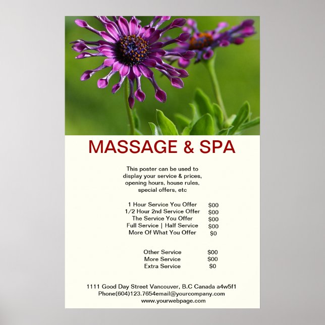 Cubane roxo Spa Massage Beauty Salon Poster (Frente)