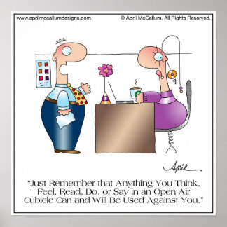 CUBICLE LOVE Cartoon Poster por April McCallum