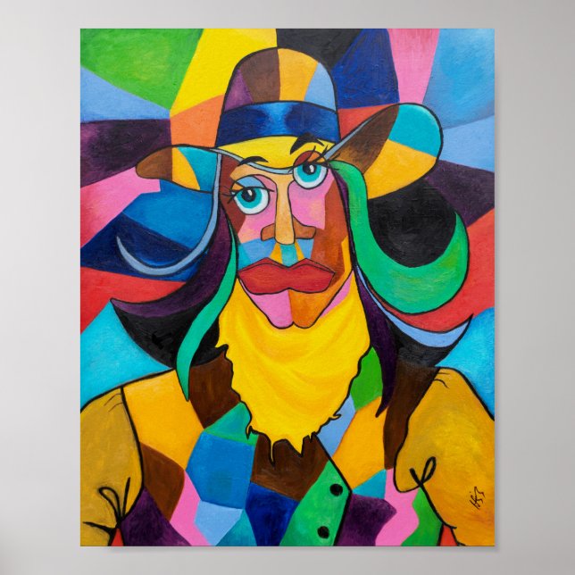 Cubist Cowgirl Pop Art Poster (Frente)