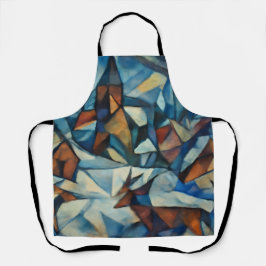 Cubist Expressionist Winter Village Apron