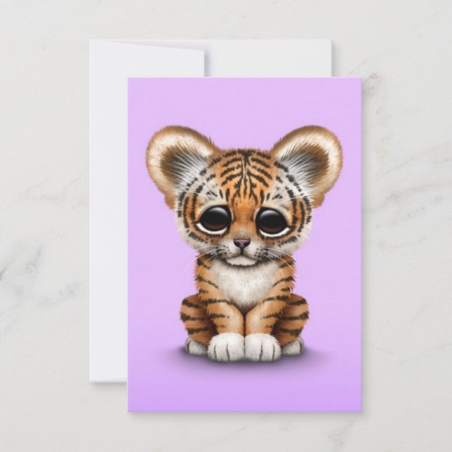Cubo Adorável de Tigre de Bebê em Roxo (Frente)