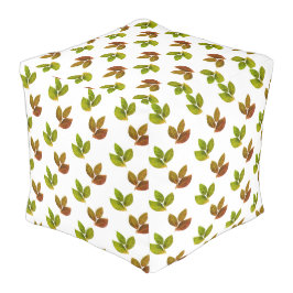 Cubo de Puf com Padrão de Folha de Louro