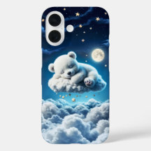 Cubo de urso polar bonito nuvens fofinhas