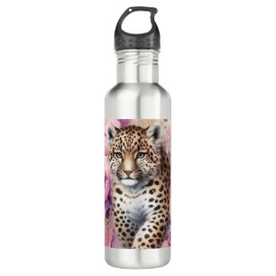 Cubo-Leopardo e Garrafa de Água Rosa