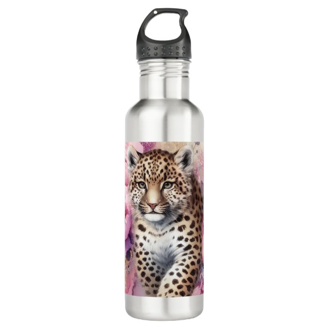 Cubo-Leopardo e Garrafa de Água Rosa (Frente)