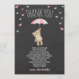 Cubo Rosa Do Urso Do Cartões de agradecimentos Do 