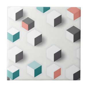 Cubos 3D Isométricos Padrão Geométrico Abstrato