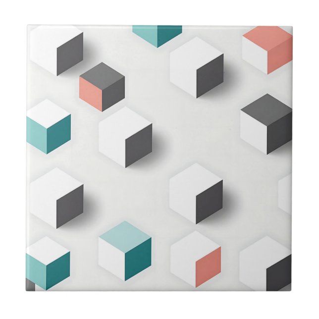 Cubos 3D Isométricos Padrão Geométrico Abstrato (Frente)
