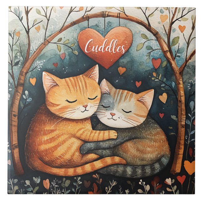 Cudles Snuggles e Gatinho Love Illustration Art (Frente)