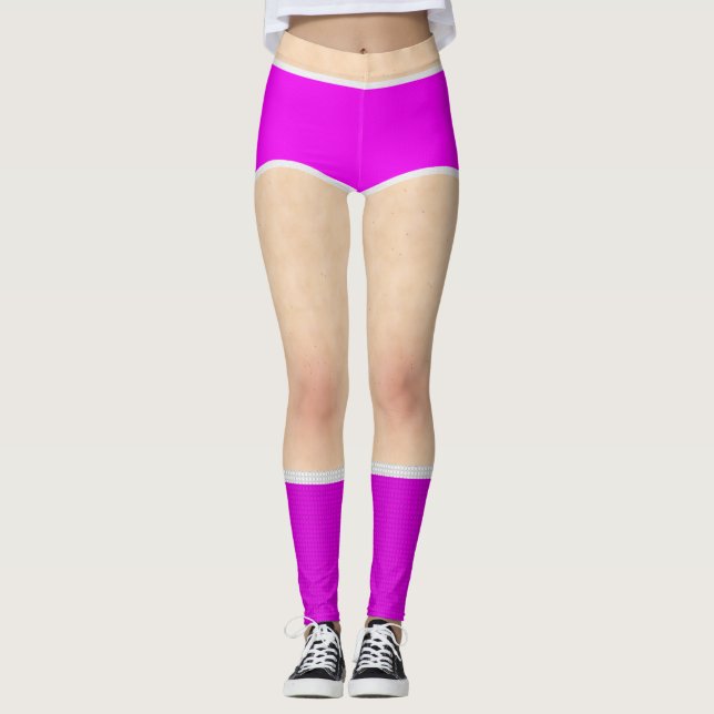 Cueca e Meia Legging Rosa e Branco (Frente)