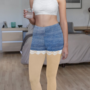 Cuecas de ganga Leggings de renda