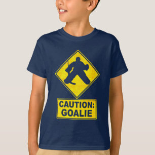 Cuidado: A camiseta dos miúdos do Goalie do hóqu