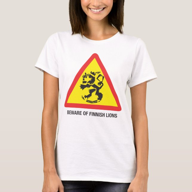 Cuidado com a camiseta feminina dos Leões Finlande (Frente)