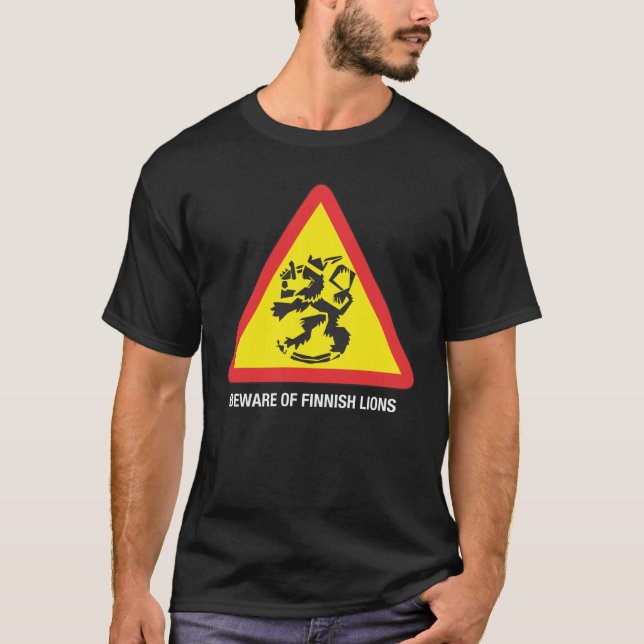 Cuidado com camiseta preta dos Leões Finlandeses (Frente)