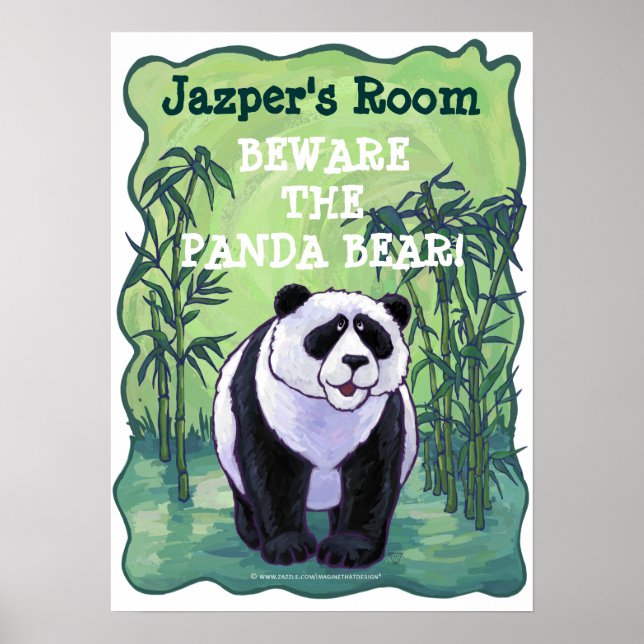 Cuidado com o Poster da Sala Personalizada do Urso (Frente)