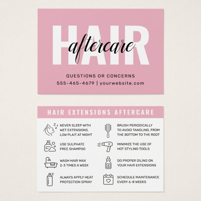 Cuidados Pós-Extensões de Cabelo Rosa Moderno (Frente & Verso)