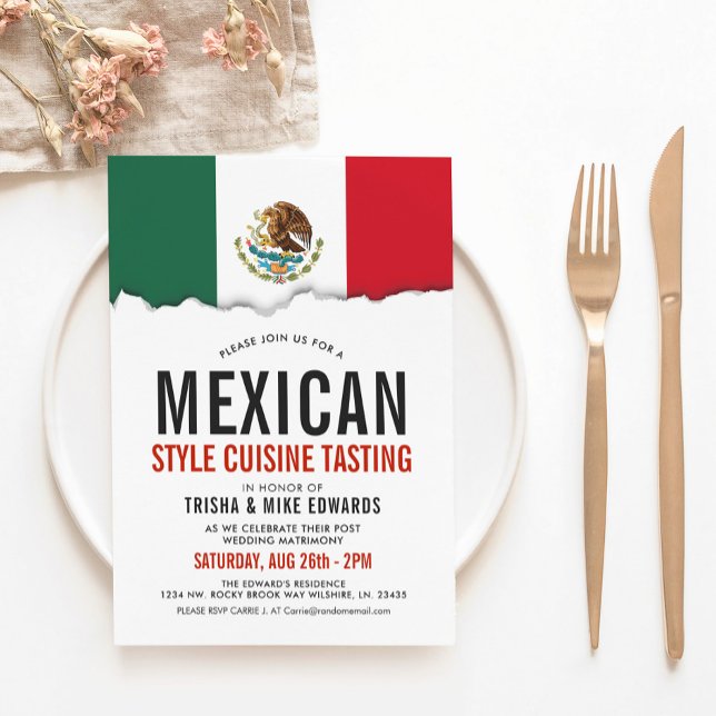 Cuisina mexicana | Convite Branco de Sinalizador d (Criador carregado)