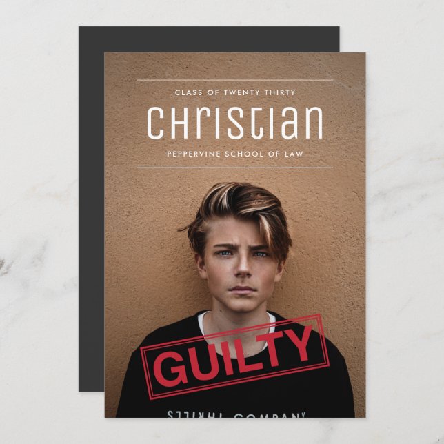 Culpado como Convite para Graduação de Lei Cobrada (Frente/Verso)