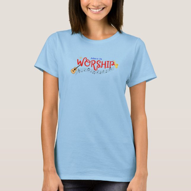 Culto ( John 4 : 24 ) Camisa feminina (Frente)