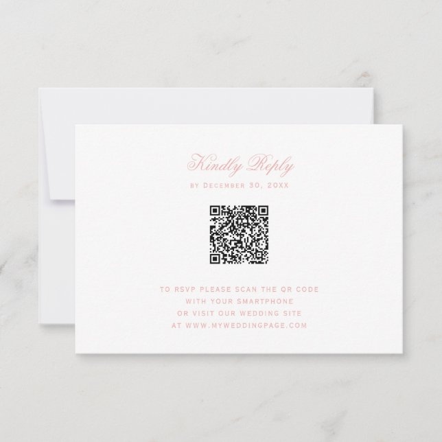 Cume Doce com Laços Rosa RSVP com Código QR de Laç (Frente)