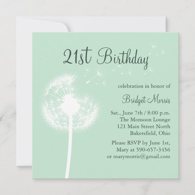 Cumprimentos convite do aniversário de 21 anos na (Frente)