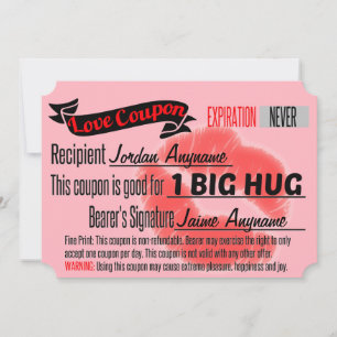 Cupão de Amor PERSONALIZADO para um grande abraço