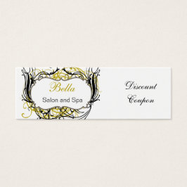 cupão de desconto chic amarelo, preto e branco