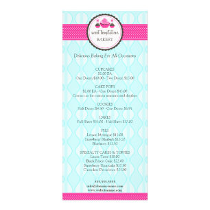 Cupcake and Cake Pops Bakery Menu Price List
