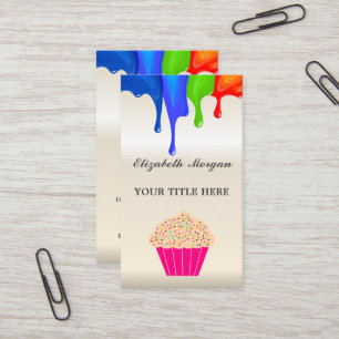 Cupcake arco-íris colorido, Cartão de visita de pa