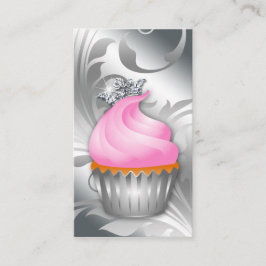 Cupcake Cartão de visita Crown Classy Silver Rosa